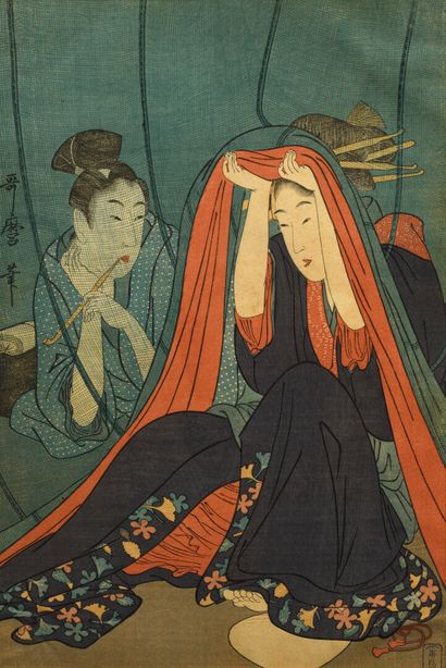 null Lot de 8 estampes

	Représentant des femmes.

	7 Utamaro et 1 Kyonaga

	(Tirage...