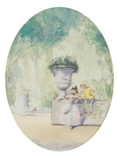 null FRENCH SCHOOL circa 1900

Couple in a park

Watercolour on black pencil lines,...