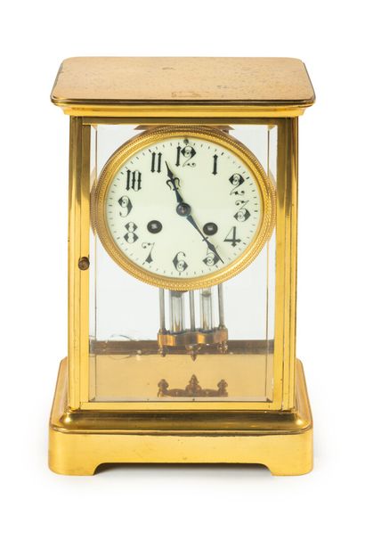 null Gilt metal and glass "cage" clock. movement signed Marti & Cie

end of XIXth...