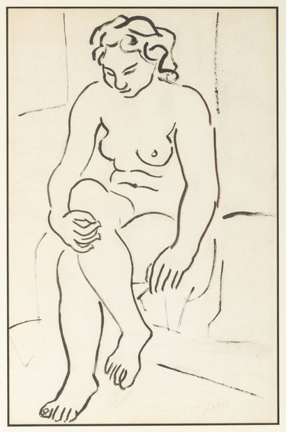 null Louis LATAPIE (1891-1972)

The model sitting cross-legged.

Brush and gouache...