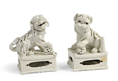 null CHINA

Pair of white enamelled figurines representing two Noh dogs sitting on...