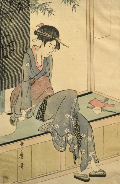 null Lot of 8 prints

	Representing women.

	7 Utamaro and 1 Kyonaga

	(Late pri...