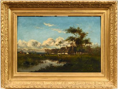 null Léon Victor DUPRÉ (1816-1879)

Paysage aux chaumières

Huile sur panneau signée...