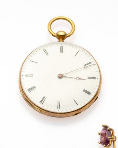 null AUBREE St

Pocket watch in 18K yellow gold 750, guilloche case, white dial,...