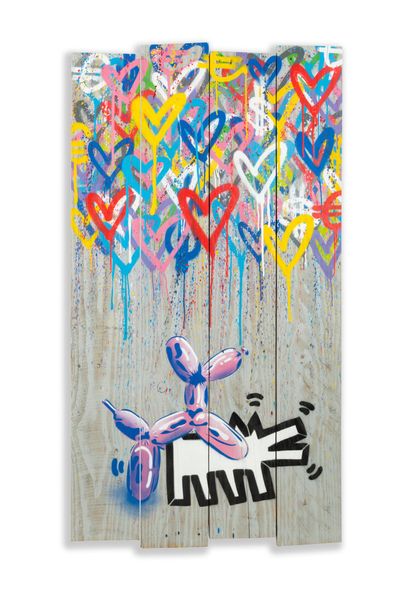 null EZK

Koons me ...

Aerosol and stencil on wooden boards. Titled, signed and...