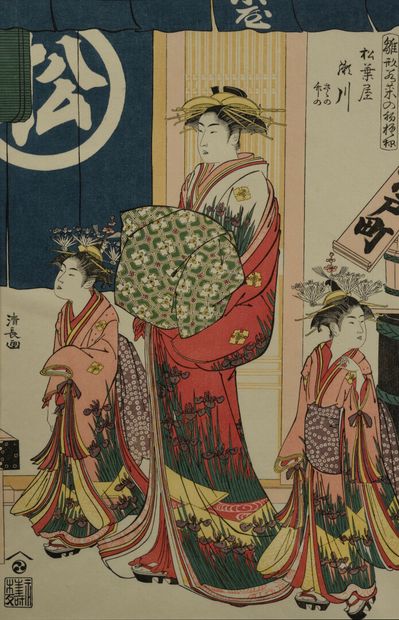 null Lot of 8 prints

	Representing women.

	7 Utamaro and 1 Kyonaga

	(Late pri...