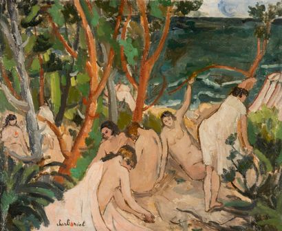 null Charles REAL (1898-1979)

Baigneuses dans un paysage de forêt

Huile sur toile.

signée...
