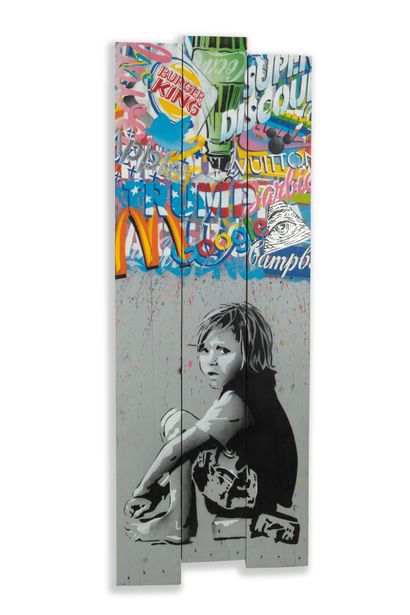 null EZK

Emergency Apple 

Aerosol and stencil on wooden boards. Titled, signed...