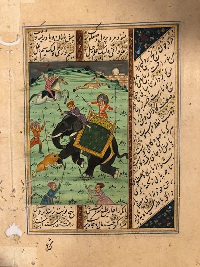 null Portraits and hunting scene, India, Mughal style, 20th century

Double sheet...