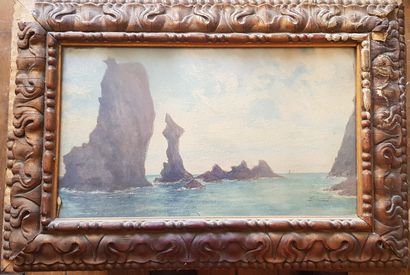 null Lot of framed pieces, oils on canvas and engravings (average condition, acc...