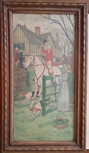 null Lot of framed pieces, oils on canvas and engravings (average condition, acc...