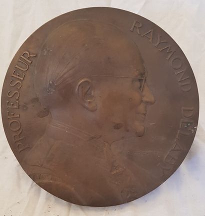 null Three bronze medallions, one by R. COCHET showing the profile of Professor Raymond...