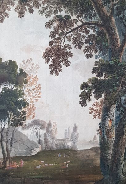 null English school of the end of the 18th century

Herd in a landscape with a temple

Watercolor...