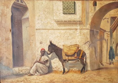 null Hyppolite PAIN

Oriental street animated by a donkey

Oil on canvas signed and...
