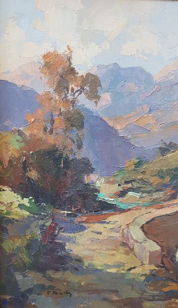 null Pierre BACH (1906-1971)

Corsican landscape; mountain path with bridge

Oil...