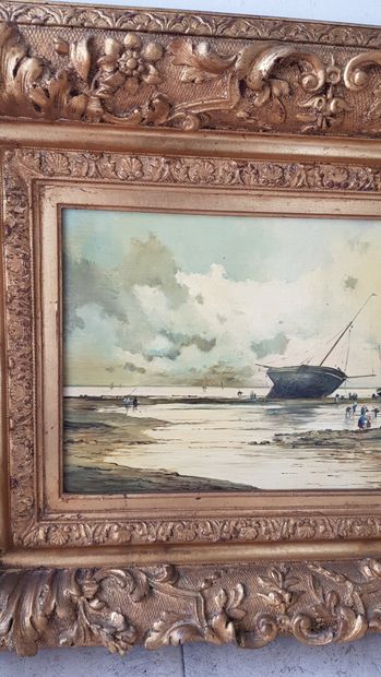 null CESCURE

Fishing on foot at low tide

Oil on panel signed lower right

Gilded...