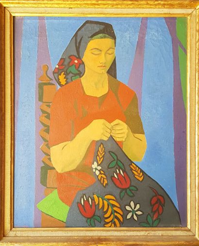 null SEMIRAMIS 

Woman at work oil on canvas signed lower left 

64 x 52 cm (wea...