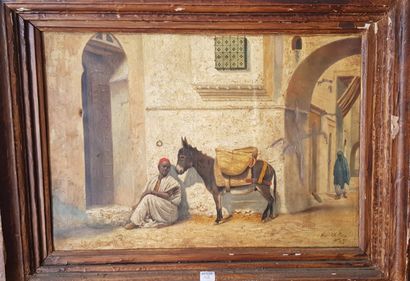 null Hyppolite PAIN

Oriental street animated by a donkey

Oil on canvas signed and...