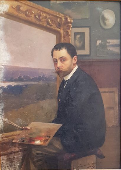 null E. CAMBIAGGIO

The painter in his studio

Oil on cardboard signed lower right...