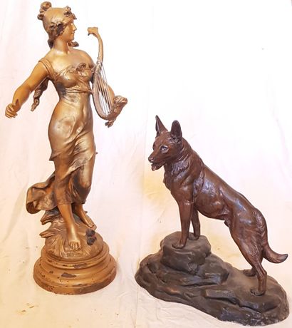 null Woman with a lyre 

The shepherd dog

Two groups in regula one with gold patina...