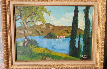 null A.BOILE 

The view of Mens 

Oil on canvas signed down right and dated 1965

31...