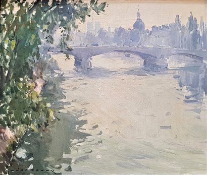 null 
ANDERBOUHR (1909-2006)




Morning on the Seine seen from the Pont Royal




Oil...