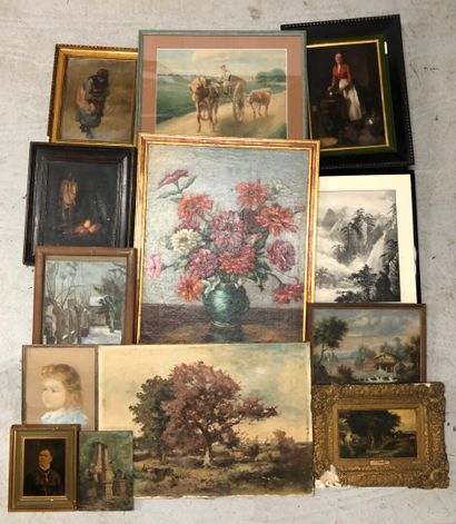 null Set of framed pieces

Bouquet of dalhias, country scene, landscapes, portrait,...