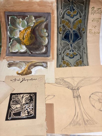 null Lot of drawings studies of decorative motifs