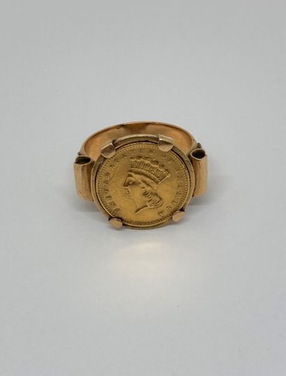 null A 1 Dollar gold coin mounted in a ring