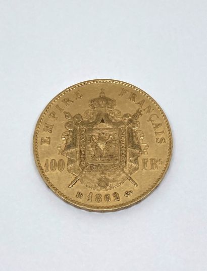 null Une pièce de 100 francs or Napoléon III tête laurée BARRE 1862 BB
