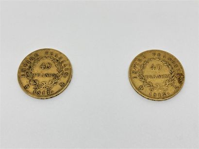 null Deux pièces de 40 francs or Napoléon tête laurée 1811 A et 1812 A