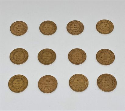 null 12 pièces de 20 francs or Génie Troisième République

- 2 de 1876 A

- 1895...