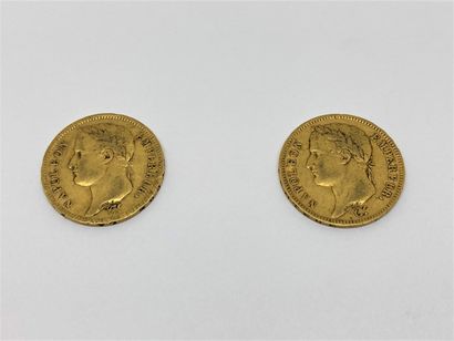 null Two 40 francs gold coins Napoleon head 1811 A and 1812 A