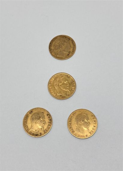 null 4 pièces de 10 Francs or comprenant :

- 2 pièces de Napoléon III BARRE 1857...