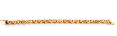 null Bracelet souple en or jaune 18K 750, composé d'anneaux parés de cabochons en...