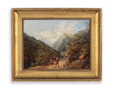 null Ecole FRANCAISE, 1843

Chasseurs dans un paysage de montagne

Toile monogrammée...