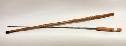 null Canne épée en bambou marquée " Solingen "

Long. de la lame : 54 cm (petits...