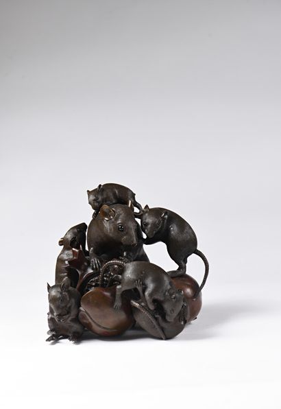 null JAPON - Epoque MEIJI (1868 - 1912)

Groupe en bronze à patine brune et rouge...