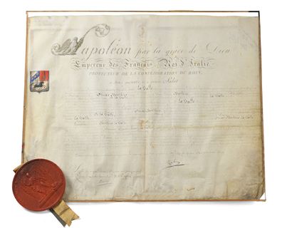 null Lettre patente de baron accordée à Alexandre Joseph Berthier de Lasalle. Accordé...