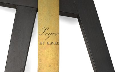 null Octant en ébène, ivoire et laiton, portant la signature 'Legris eu Havre'. Limbe...