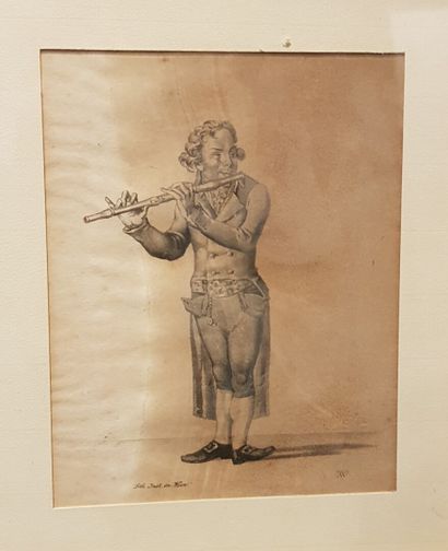 null Lot comprenant :

Une estampe joueur de flûte

d'après François Boucher "Cest...