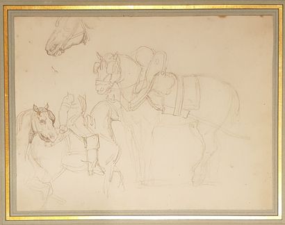 null Ecole du XIXème siècle

Etude de chevaux et cavaliers 

Crayon sur papier

21...