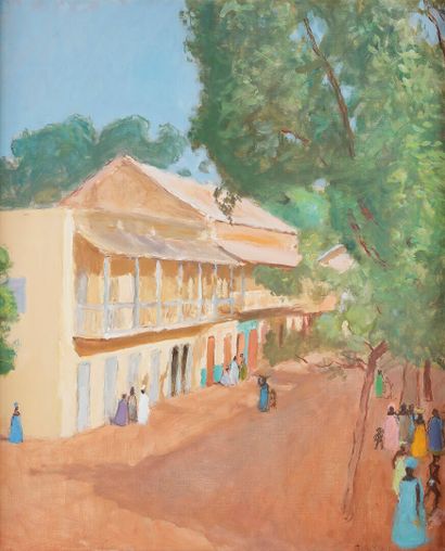 null Georges André KLEIN (1901-1992) 

Rue à Bamako, 1968 

Huile sur toile. Signée...