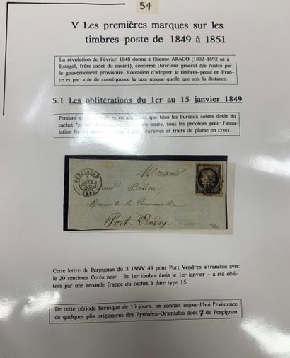 null Etude sur la "Poste en Roussillon de 1693 à 1861" dont marques de l'Ancien Régime,...