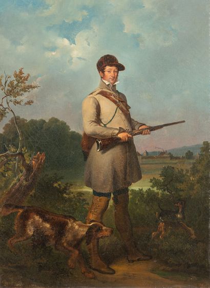 null Ecole FRANCAISE vers 1840

Chasseur et ses chiens dans un paysage

Huile sur...