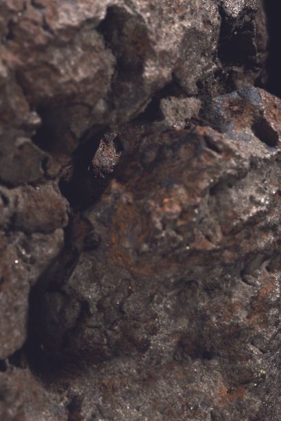 null Grande météorite « Sidérite » présentée sur socle. Présence d'un trou naturel...