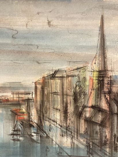 null Sacha CHIMKEVITCH (1920-2006)

Vue d'un port

Encre et aquarelle sur papier,...
