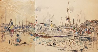 null Pierre PRUVOST (1921-2008)

"Vues port d'Antibes, 55", crayon et aquarelle sur...