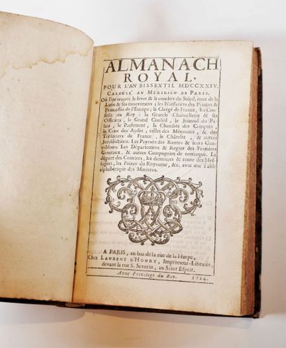 null ALMANACH royal pour l'an bissextile 1724. Paris, L.D'Houry. In- 8

veau brun,...