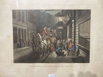 null Gravure anglaise en couleurs "Royal Mails starting from the Post Office"

27...